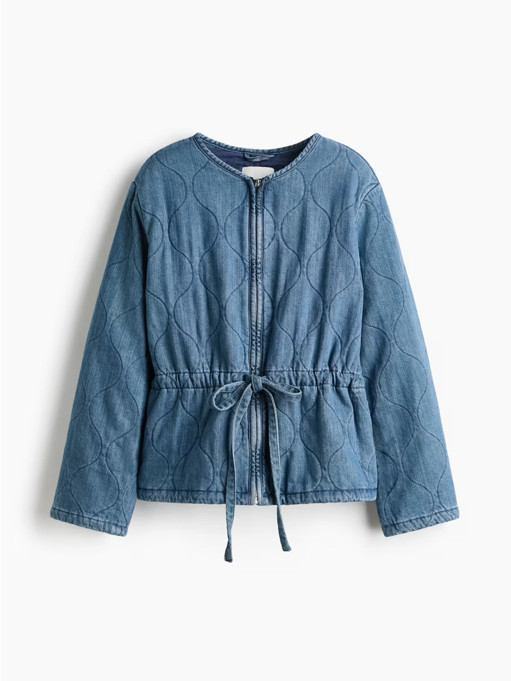 H&M Quilted Denim Jacket in Light Blue